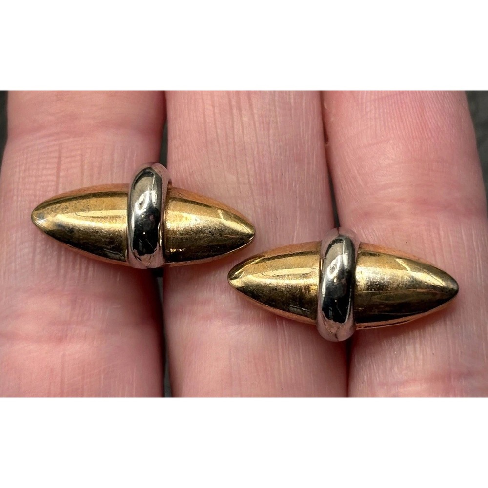 Vintage Swank Torpedo Bullet Cufflinks Two Tone Men's Gold Tone Silver Tone